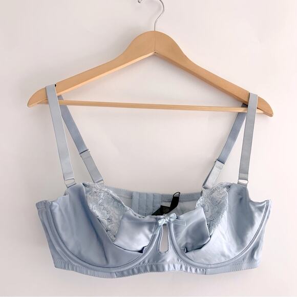 House of Desire Sienna Satin & Lace Bra  Blue Romantic Underwire Size 3X/4X NEW - Picture 8 of 16